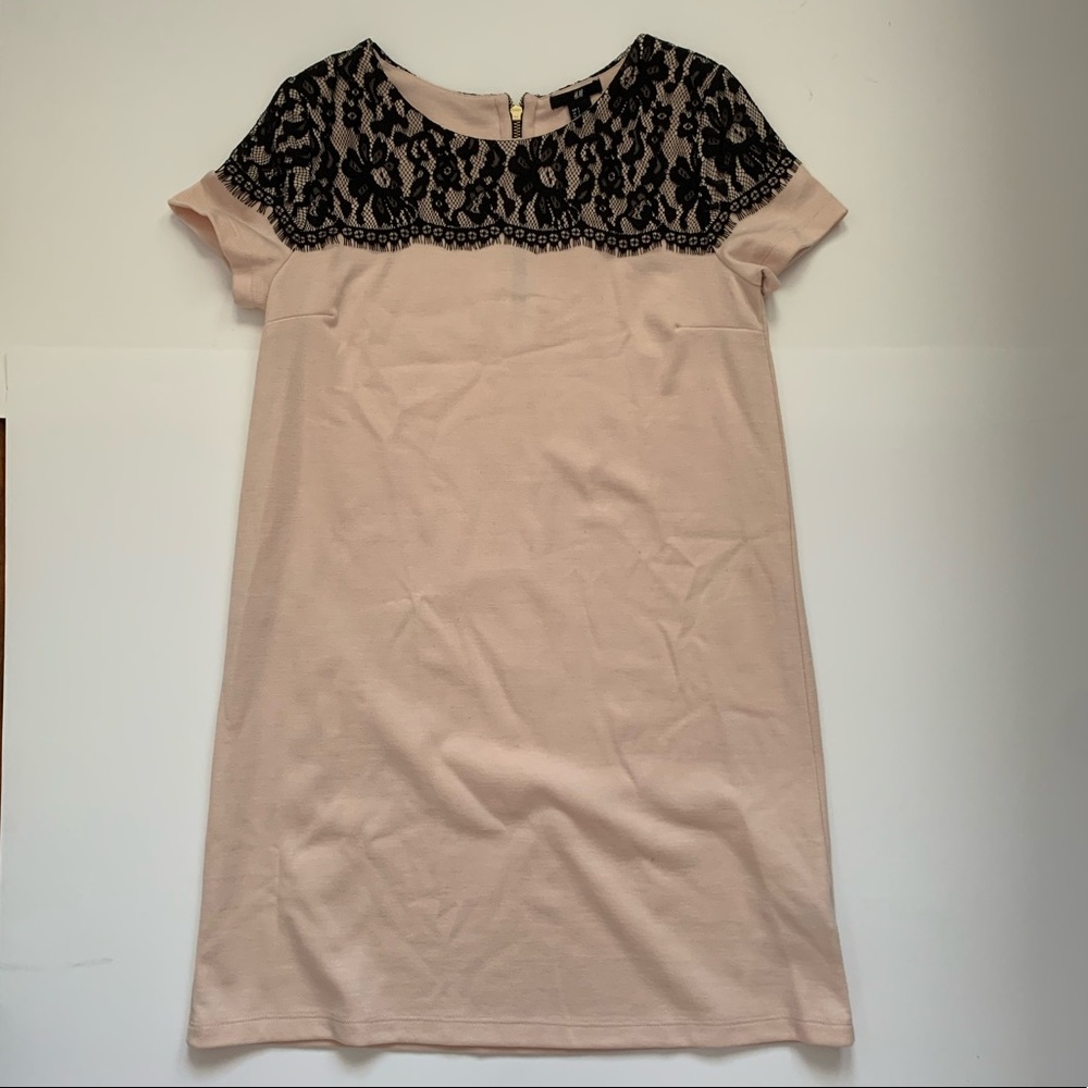 Pink and black lace dress